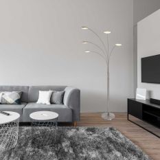 5-lichts vloerlamp Synna 1327ST – Stijlvolle LED booglamp met dimfunctie - Staal - Elektronica, Glas, Metaal - Steinhauer