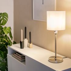 Tafellamp Noor 1563ST Staal met E27 fitting - Staal, Wit - Metaal, Textiel - Steinhauer (foto 10)