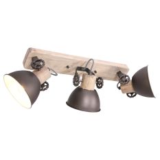 Plafondlamp Gearwood 2133A Antraciet E27 fitting - Antraciet, Beige - Hout, Metaal - Steinhauer