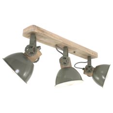 Plafondlamp Gearwood 2133G Groen E27 fitting - Beige, Groen - Hout, Metaal - Steinhauer