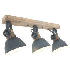 Plafondlamp Gearwood 2133GR Grijs E27 fitting - Beige, Grijs - Hout, Metaal - Steinhauer