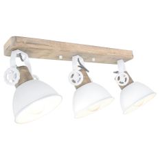 Plafondlamp Gearwood 2133W Wit E27 - Beige, Wit - Hout, Metaal - Steinhauer