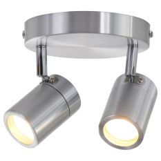 Staalkleurige 2-lichts spot Upround 2487ST inclusief lichtbronnen - Staal - Elektronica, Kunststof, Metaal - Steinhauer
