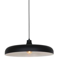 Hanglamp Krisip 2677ZW zwart met E27 fitting en stoffen snoer - Wit, Zwart - Elektronica, Kunststof, Metaal - Steinhauer