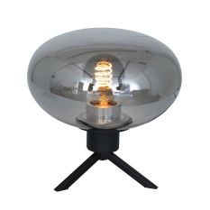 Tafellamp Reflexion 2681ZW zwarte lamp met smoke glas - Zwart - Elektronica, Glas, Metaal - Steinhauer