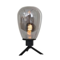 Tafellamp Reflexion 2682ZW zwarte lamp met smoke glas - Zwart - Elektronica, Glas, Metaal - Steinhauer