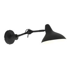 Zwarte wandlamp Kasket 2693ZW met grote fitting en schakelaar - Wit, Zwart - Elektronica, Kunststof, Metaal - Steinhauer