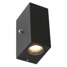 Buitenlamp Logan 2721ZW - zwarte sensorlamp met up-down licht - Zwart - Elektronica, Glas, Metaal - Steinhauer