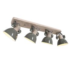 Plafondlamp Gearwood 2729G Groen E27 Fitting - Groen - Hout, Metaal - Steinhauer