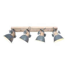Plafondlamp Gearwood 2729GR Grijs E27 - Grijs - Hout, Metaal - Steinhauer