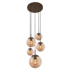 Bollique Pendant Light 2730CA cocoa 5-light lamp with amber glass