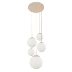 Bollique Pendant Light 2730CR cream 5-light design lamp with matte white glass