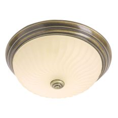 Plafondlamp Belleron 2779BR brons met gegolfd glas Ø30,5 cm - Brons - Elektronica, Glas, Metaal - Steinhauer