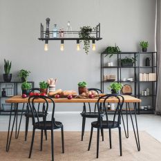Zwarte hanglamp Buckley 2983ZW met plateau en 4 x een E27 fitting - Zwart - Elektronica, Kunststof, Metaal - Steinhauer (...