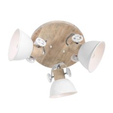 Plafondlamp Gearwood 3063W Wit E27 fitting - Hout - Hout, Metaal - Steinhauer