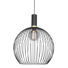 Hanglamp Aureole 3068ZW Zwart draadlamp met E27 fitting Ø45 - Zwart - Elektronica, Kunststof, Metaal - Steinhauer