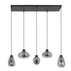 Hanglamp Reflexion 3078ZW zwarte 5 lichts lamp met smoke glas - Zwart - Elektronica, Glas, Metaal - Steinhauer (foto 2)