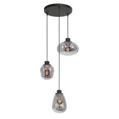 Hanglamp Reflexion 3079ZW zwarte 3 lichts vide lamp met smoke glas - Zwart - Elektronica, Glas, Metaal - Steinhauer