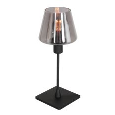 Tafellamp Ancilla 3102ZW zwart touch on/off met smoke glas - Zwart - Elektronica, Glas, Metaal - Steinhauer