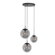 Hanglamp Bollique 3123ZW zwarte 3 lichts lamp met smoke glas - Zwart - Elektronica, Glas, Metaal - Steinhauer (foto 2)