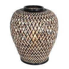 Tafellamp Maze 3131BE – Bamboe sfeerlamp met speels licht - Beige, Zwart - Bamboe, Metaal - Steinhauer
