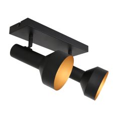 Zwart gouden 2 lichts plafond spot Bundle 3336ZW - Goud, Zwart - Elektronica, Kunststof, Metaal - Steinhauer