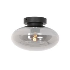 Plafondlamp Reflexion 3387ZW zwarte lamp met smoke glas Ø25 cm - Zwart - Elektronica, Glas, Metaal - Steinhauer