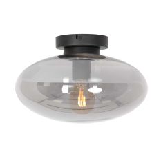 Plafondlamp Reflexion 3388ZW zwarte lamp met smoke glas Ø30 cm - Zwart - Elektronica, Glas, Metaal - Steinhauer