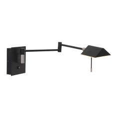 Wandlamp Retina 3402ZW Zwart met USB poorten - Zwart - Elektronica, Kunststof, Metaal - Steinhauer