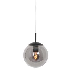 Hanglamp Bollique 3497ZW zwarte lamp met smoke glas Ø25 cm - Zwart - Elektronica, Glas, Metaal - Steinhauer