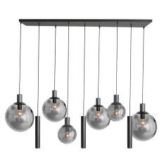 Hanglamp Bollique 3798ZW zwarte 9 lichts lamp met smoke glas - Zwart - Elektronica, Glas, Metaal - Steinhauer (foto 2)