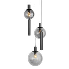 Hanglamp Bollique 3800ZW zwarte 5 lichts lamp met smoke glas - Zwart - Elektronica, Glas, Metaal - Steinhauer (foto 2)