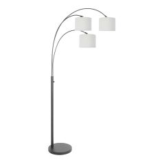 3-lumière lampe sur pied Sparkled Light 3825ZW avec grands abat-jours en lin blanc