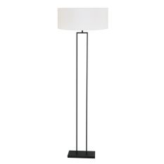 Lampe sur pied noire Stang 3851ZW avec abat-jour en lin blanc Ø50