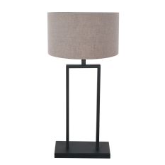 Lampe de table noire Stang 3861ZW avec un abat-jour en lin gris brut