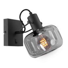 Wandlamp Glaslic 3864ZW zwarte wandlamp met smoke glas