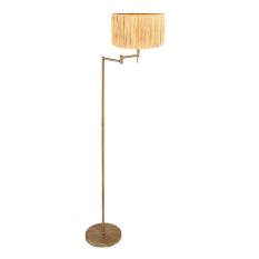 Bronskleurige vloerlamp Bella 3870BR met beige gele grass kap