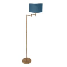 Bronskleurige vloerlamp Bella 3873BR met blauw fluweelachtige kap - Blauw, Zwart - Metaal, Textiel - Steinhauer (foto 2)