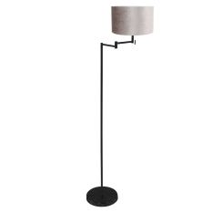 Vloerlamp Bella 3886ZW met zinc taupe fluweelachtige lampenkap - Zwart - Metaal, Textiel - Steinhauer (foto 2)