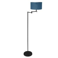 Vloerlamp Bella 3891ZW met blauw fluweelachtige lampenkap - Blauw, Zwart - Metaal, Textiel - Steinhauer (foto 2)