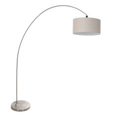 Bogenlampe Solva 3912ST Stahl mit grauem Leinenlampenschirm
