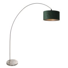Booglamp Solva 3913ST met een groen fluwelen lampenkap - Groen - Metaal, Textiel - Steinhauer (foto 2)