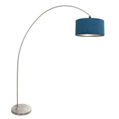 Booglamp Solva 3914ST Staal met een blauw fluwelen lampenkap - Blauw, Staal - Metaal, Textiel - Steinhauer (foto 2)