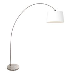 Bogenlampe Solva 3917ST mit weißem Lampenschirm aus grobem Leinen