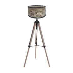 Lamp sur pied Triek 4098ZW avec abat-jour en bambou naturel/noir Ø40 cm