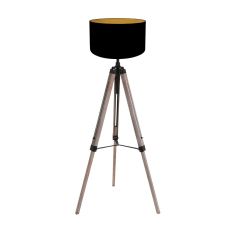 Lampe sur pied Triek 4107ZW avec abat-jour en lin noir et or Ø40 cm