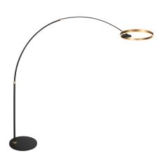 Black floor lamp / arc lamp Ringlux with gold-colored details 4130GO 4000 Lumen