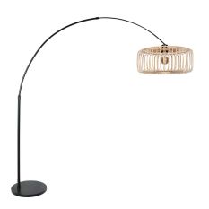 Black floor lamp / arc lamp Sparkled Light 4149ZW with natural bamboo shade
