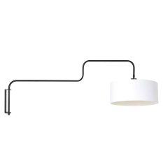 Zwarte Wandlamp Bloeba 4173ZW met wit linnen kap