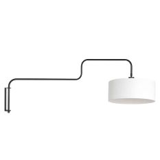 Black Wall Lamp Bloeba 4175ZW with white coarse linen shade